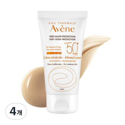 아벤느 미네랄 선크림 SPF50+ PA+++, 50ml, 4개