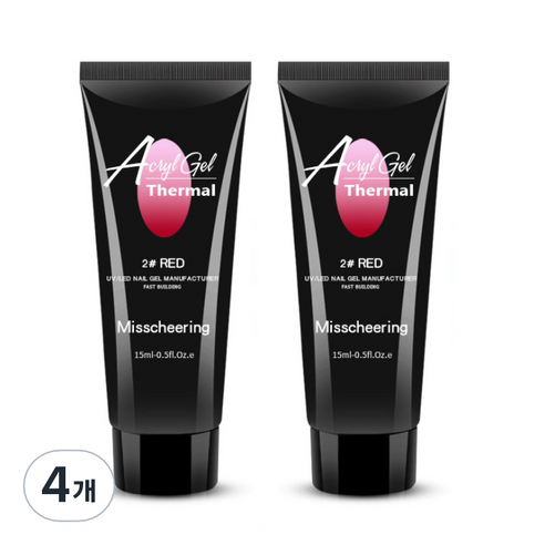 스위스녹스 셀프 네일 인조 손톱 연장 재료 온도 열 반응 폴리젤 15ml, RED, 4개