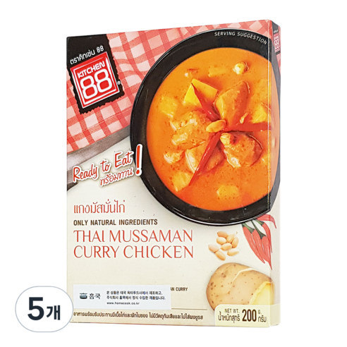 키친88 홈쿡 타이 마싸만 치킨카레, 200g, 5개
