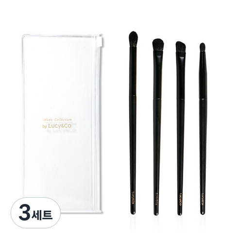 아이섀도우 브러쉬 4종 세트, 블랙, 3세트