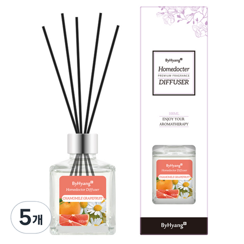 바이향 리프레싱 홈닥터 디퓨져 100ml, 캐모마일 그레이프프룻, 5개