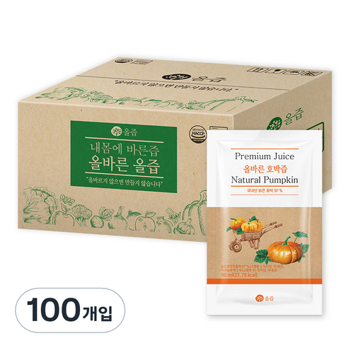 올즙 올바른 호박즙, 100개, 90ml