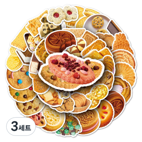 문곰상점 감성 다이어리 꾸미기 캐리어 스티커 50종 세트, 쿠키, 3세트