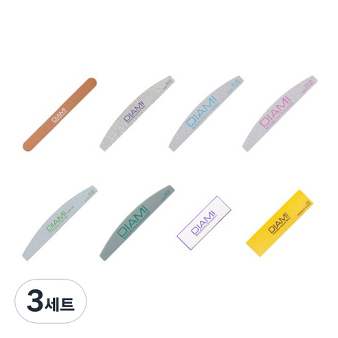 다이아미 네일파일 세트, 혼합색상, 3세트