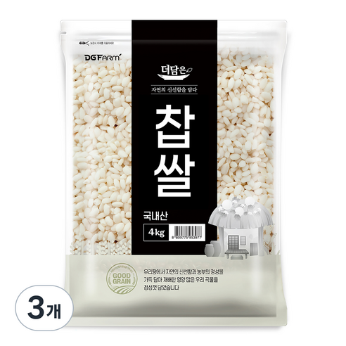 더담은 국산 찹쌀, 4kg, 3개