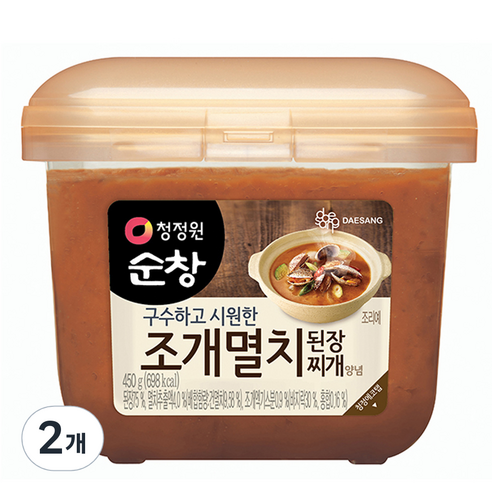 청정원순창 조개멸치 된장 찌개양념, 450g, 2개