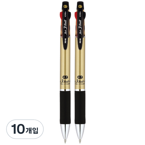 자바펜 제트 3볼 M 다색펜 0.7mm, 샴페인 골드, 10개