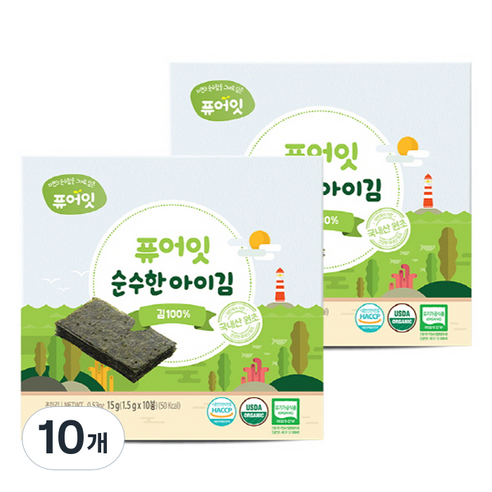퓨어잇 순수한 아이김, 김100%, 15g, 10개