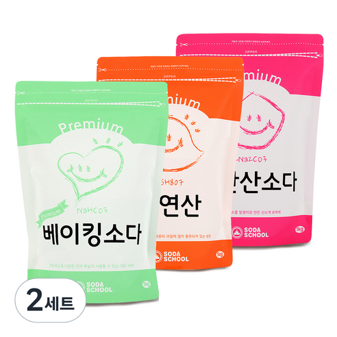 생활세제 프리미엄 베이킹소다 1kg + 구연산 1kg + 과탄산소다 1kg 세트, 2세트