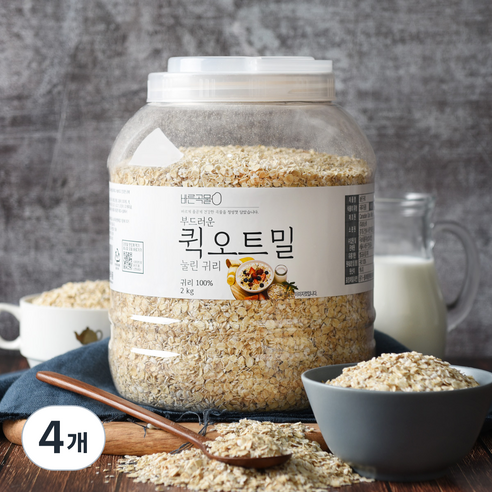 두보식품 바른곡물 부드러운 퀵오트밀, 2kg, 4개