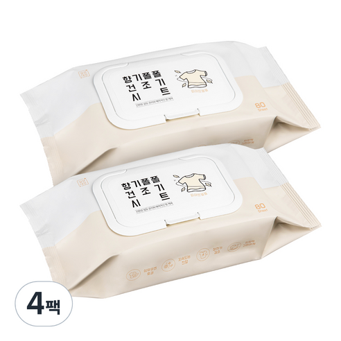 깔끔대장 향기폴폴 건조기시트 섬유유연제 화이트폴폴 본품, 4개, 80개입