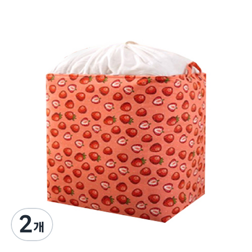 디오셀 대용량스트링 쪼임 이불 수납 다용도 포켓 100L, 2개, 딸기