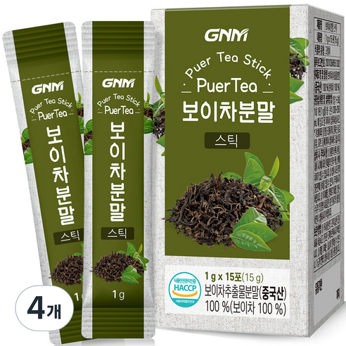 GNM자연의품격 운남성 보이차 분말 스틱, 15g, 4개