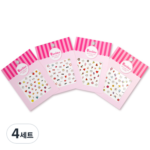 뿌띠슈 쁘띠네일 아트 스티커 4종 세트, 혼합 색상, 4세트