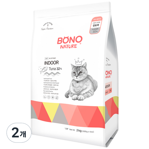 보노네이처 고양이 인도어 건식사료, 2개, 생선, 2kg
