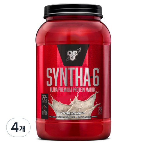 비에스엔 신타6 복합 프로틴 파우더 쿠키앤크림맛 28회분, 1.32kg, 4개