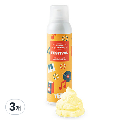 마이리틀타이거 타이거 버블 클렌저 페스티벌 바나나향, 3개, 200ml