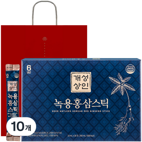 개성상인 녹용 홍삼 스틱 30개입 + 쇼핑백, 300ml, 10세트