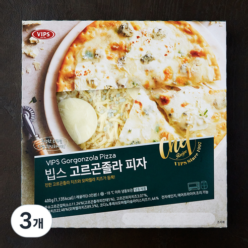 빕스 고르곤졸라 피자 (냉동), 400g, 1개입, 3개