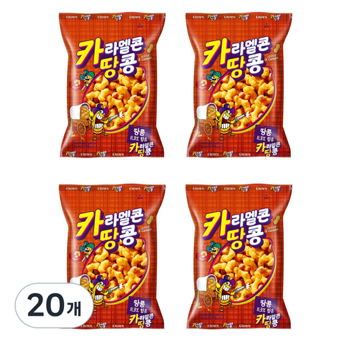 크라운 카라멜콘과땅콩 과자, 72g, 20개