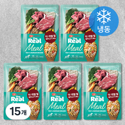 하림펫푸드 전연령 강아지 더리얼 밀 냉동 화식사료, 돼지, 60g, 15개