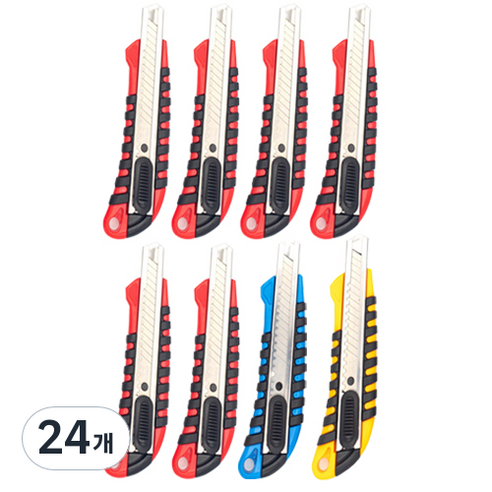 다다 RUBBER GRIP 커터칼 대형 18mm, 랜덤 발송, 24개