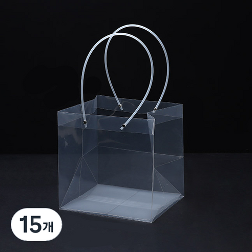미화부장 PVC 비닐 꽃다발 화분 식물 선물 케이크 포장 투명 긴 대형 쇼핑백, 07 사각 대, 15개