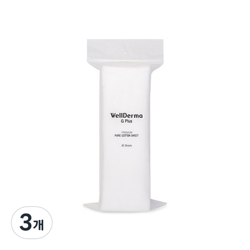 웰더마 지플러스 프리미엄 순면시트 화장솜, 60개입, 3개