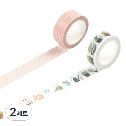라이프포인트 라이프스타일 디자인마스킹테이프 세트 15 mm x 7 m, 02격자, 11정원, 2세트