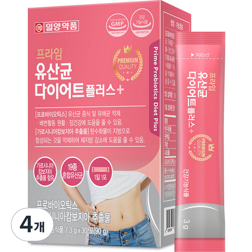일양약품 프라임 유산균 다이어트 플러스 30p, 30포, 90g, 4개