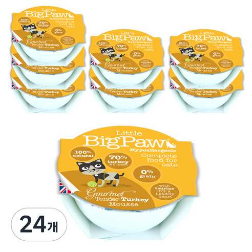 리틀빅파우 고양이 무스 주식 캔 8p, 칠면조, 85g, 24개