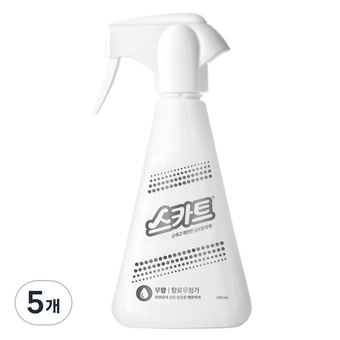스카트 유한킴벌리 섬유탈취제 무향 본품, 380ml, 5개