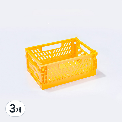 다용도 수납 정리함 폴딩 박스 M, 옐로우, 3개