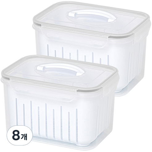 코멧 키친 과일 야채 채반형 밀폐용기, 8개, 3.7L
