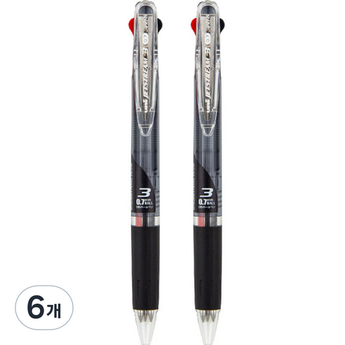 유니 제트스트림 3색볼펜 0.7mm Y.SXE3-404-07, 투명흑색, 6개