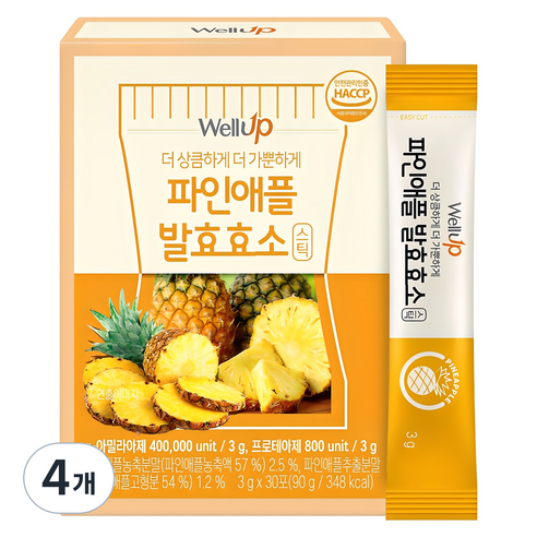 웰업 파인애플 발효효소 30개입, 90g, 4개
