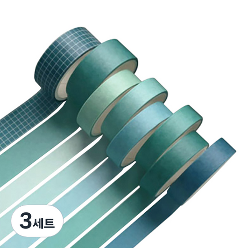 미빌 문구 베이직 패턴 마스킹 테이프 8종 세트, 오션, 3세트