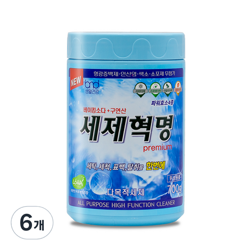 세제혁명 프리미엄 다목적 세제, 700g, 6개