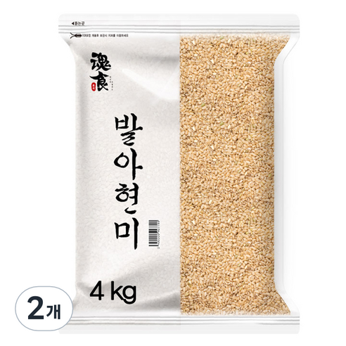 혼식 발아 현미 쌀, 4kg, 2개