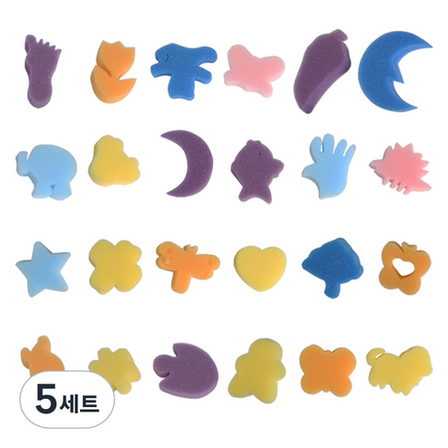 코히모 스펀지 도장 모양 찍기 24종 세트 4W269, 5세트