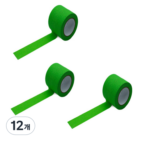 만들하비 컬러 종이 마스킹 테이프 2.5cm x 13m, 그린, 12개