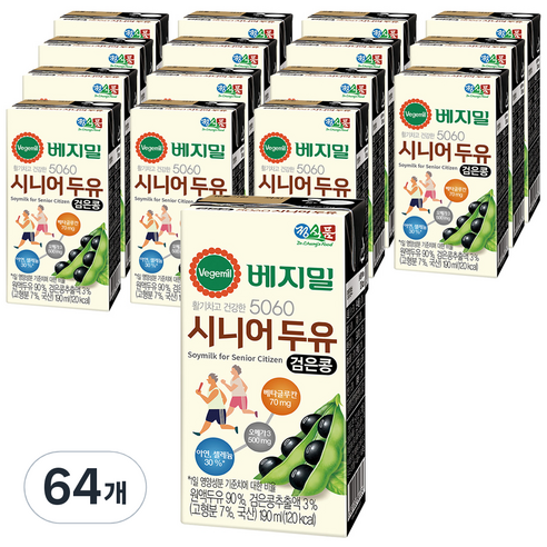 베지밀 5060 시니어두유, 190ml, 64개