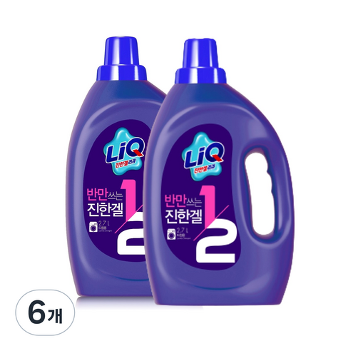 애경 반만쓰는리큐 드럼용 액상세제 본품, 2.7L, 6개