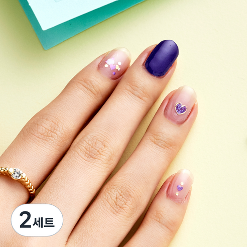 넬로 팔레트 젤 네일 스티커, 퍼플글리터, 2세트