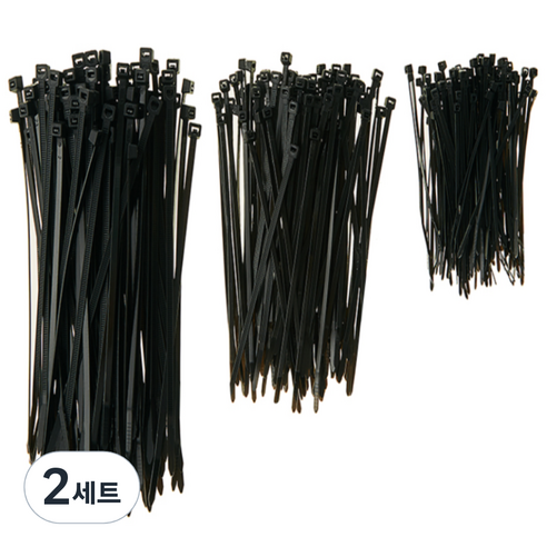 코멧 홈 고강도 PA66 케이블타이 대 200개 + 중 200개 + 소 200개, 블랙, 2세트