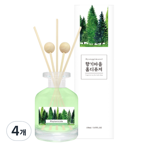 향기마을 실내용 홈 디퓨저, 피톤치드, 150ml, 4개