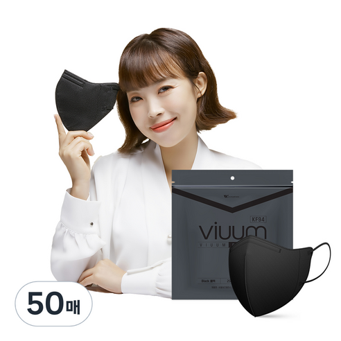 viuum 디럭스 컬러마스크 대형 KF94, 25개입, 2개, 블랙