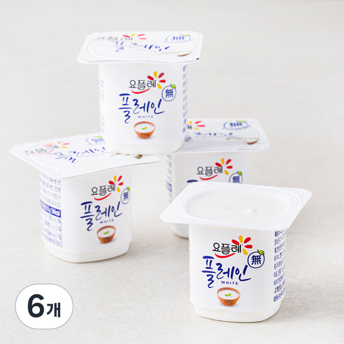 요플레 빙그레 플레인 화이트 4개입, 80g, 6개