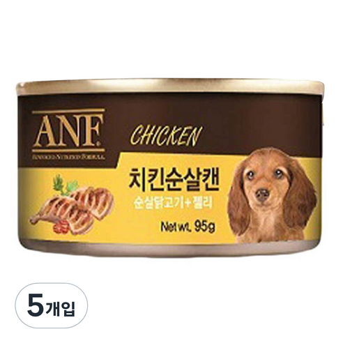 에이엔에프 강아지 간식캔, 치킨순살맛, 95g, 5개