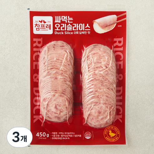 참프레 싸먹는 오리슬라이스, 450g, 3개